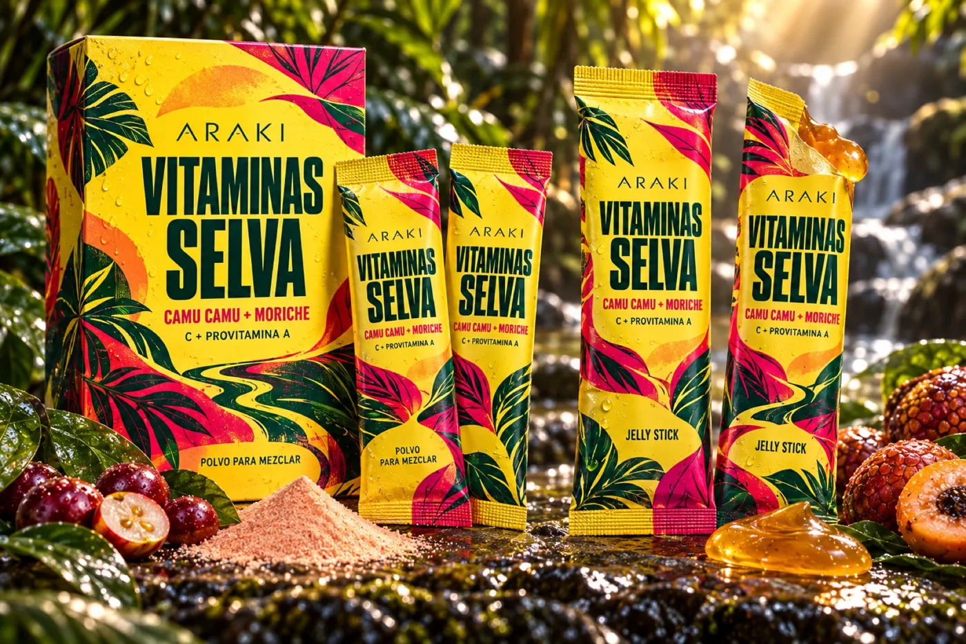 Vitaminas Selva mix sachets and jelly sticks